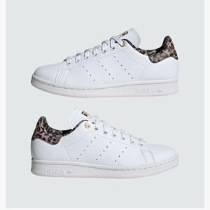 Adidas Originals Stan Smith White Leopard Pink Brown Sneakers Size 5 EUC